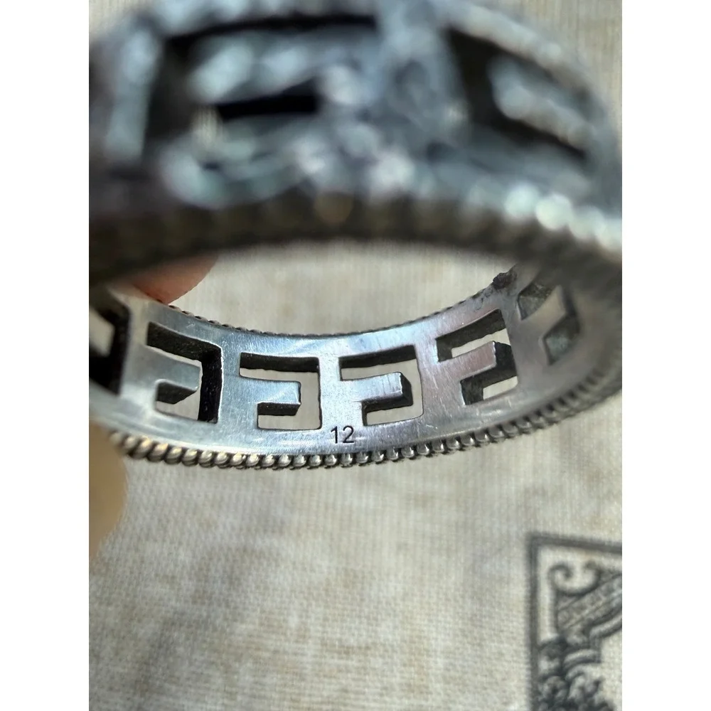 Gucci Square G Arabesque Engraved Sterling Silver Ring Size 12 Aged Finish